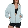 thumbnail image 1 of Womens Jacket Sevevn Womens Oversized Tops Hoodies Fall Fashion Outfits Workout Sweatshirts Winter Zip Up Jackets, 1 of 5