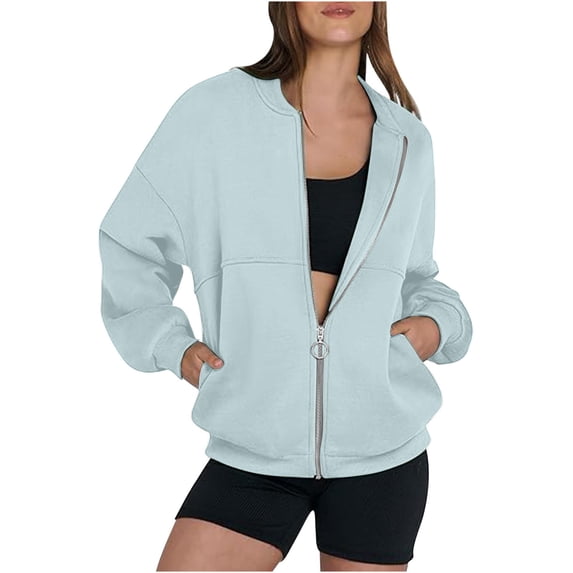 Womens Jacket Sevevn Womens Oversized Tops Hoodies Fall Fashion Outfits Workout Sweatshirts Winter Zip Up Jackets