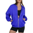 thumbnail image 1 of Womens Jacket Sevevn Womens Oversized Tops Hoodies Fall Fashion Outfits Workout Sweatshirts Winter Zip Up Jackets, 1 of 5