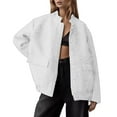 thumbnail image 1 of Womens Jacket Trendy Casual Stand Collar With Sparkling Sequins Embroidery Fashion Women'S Coats, Jackets & Vests,White,L, 1 of 4
