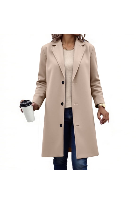 Womens Jacket Women's Solid Casual Thicken Wool Stand Collar Inner Lining Pocket Breasted Pea Mao Coat Jackets for Women Sweatshirt for Women Open Front Cardigan for Women