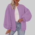 thumbnail image 1 of Womens Jacket Women's Solid Color Double Pocket Long Sleeved Zipper Hoodless Stand-Up Collar Casual Outwear Jackets for Women Sweatshirt for Women Open Front Cardigan for Women, 1 of 6