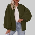 thumbnail image 1 of Womens Jacket Women's Solid Color Double Pocket Long Sleeved Zipper Hoodless Stand-Up Collar Casual Outwear Womens Sweatshirt Fall Coats Cute Sweatshirts, 1 of 6