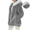 thumbnail image 1 of Womens Jacket Women's Solid Color Zipper Pocket Hooded Ear Loose Jacket Long Sleeved Hooded Casual Jacket/Jacket,Jackets for Women Trendy Womens Sweatshirt Fall Coats Cute Sweatshirts, 1 of 9