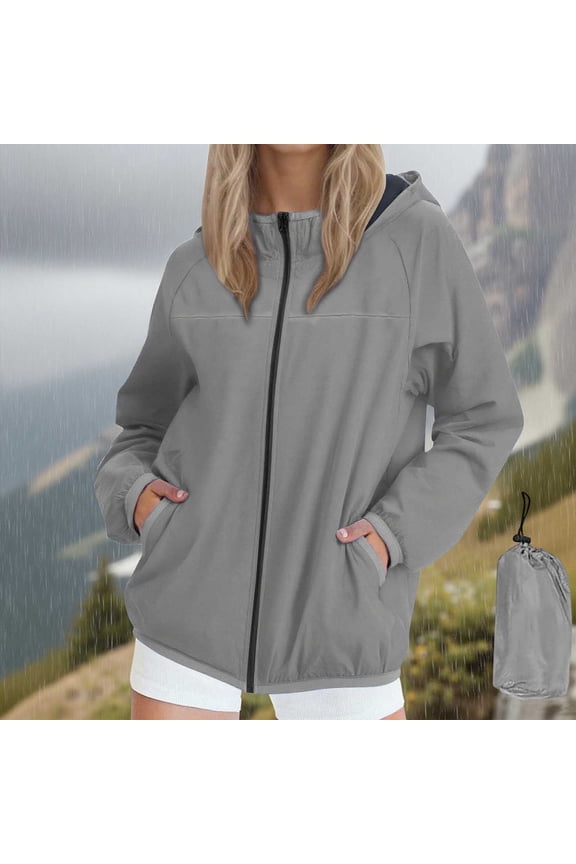Womens Jacket Womens Rain Jacket With Hood Outdoor Jackets Packable Windbreaker Coat Jackets Tops Jackets for Women Trendy Womens Sweatshirt Fall Coats Cute Sweatshirts