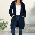 thumbnail image 1 of Womens Jacket Zipper Fleece Pocket Thickening Winter Solid Color Casual Long Sleeve Hooded Long Outwear Jacket Navy XL, 1 of 6