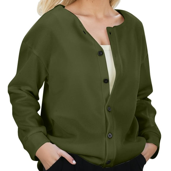 Womens Jackets And Coats Solid Color Button Down Knit Cardigans Long Sleeve Warm Casual Cozy Fuzzy Womens Coats