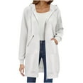 thumbnail image 1 of Womens Jackets Casual Dressy New Zip up Hoodies for Women Long Sleeve Tunic Hooded Sweatshirts Casual Warm Fleece Jackets with Pockets White M, 1 of 5