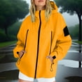 thumbnail image 1 of Womens Jackets Casual Lightweight New Rain Jacket for Women Loose Waterproof Lightweight Raincoat Hiking Windbreaker Outerwear with Hood Trench Coat Yellow 3XL, 1 of 8
