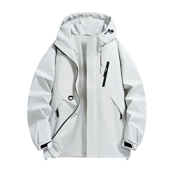 Womens Jackets Casual Spring Fall Windproof Zip Up Softshell Jacket Lightweight Relaxed Fit Hiking Hooded Raincoat Khaki XL