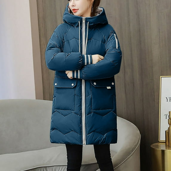 Womens Jackets Christmas gift Plush Lightweight To resist cold Leisure Loose Comfortable Comfortable Warm Jacket Blue Trendy Outerwear Size M