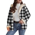 thumbnail image 1 of Womens Jackets Dressy Casual New Fashion Women Oversized Fleece Lined Plaid Jackets Fall Winter Warm Long Sleeve Hooded Casual Coat Outwear Gray XXL, 1 of 7