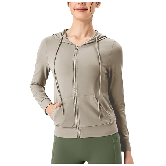 Womens Jackets Fall Athletic Full Zip Hoodie Running Yoga Workout Slim Fit Cropped With Pocket Winter Outfits