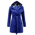 thumbnail image 1 of Womens Jackets Fall Double Breasted Pladi Hooded Lapel Wool Trench Coat With Belt Plus Size Outwear Jacket, 1 of 3