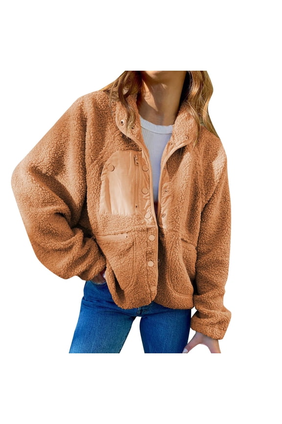 Womens Jackets Fall Jacket Autumn And Winter European And American New Short Cardigan Plush Jacket Lamb Wool Coat Women