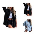 thumbnail image 1 of Womens Jackets Fall Jacket Women's Distressed Denim Jacket - Mid-Length Vintage Washed Ripped Long Sleeve Jean Coat, Autumn Winter Outerwear, 1 of 10