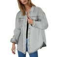 thumbnail image 1 of Womens Jackets Fall Jacket Women's Fashion Denim Long Sleeve Button Down Jacket Pure Color Mid Length European & Style, 1 of 6