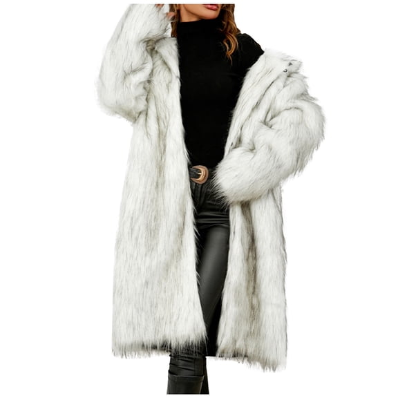 Womens Jackets Fall Long Furry Lapel Collar Shaggy Oversize Elegant Winter Outfits