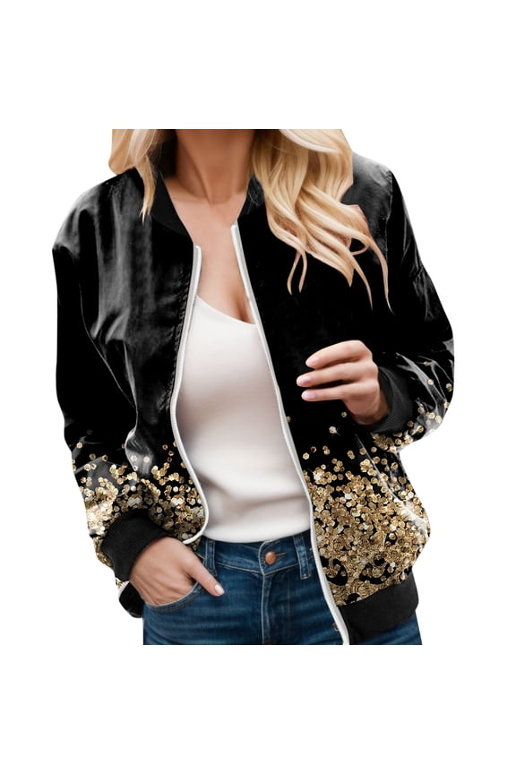 Womens Jackets Fall Zip Up Long Sleeve Windbreaker Floral Print Loose Casual Baseball Winter Outfits