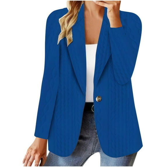 Womens Jackets Lightweight Trendy Spring Blazers for Women Business Casual Outfits for Work Blue L