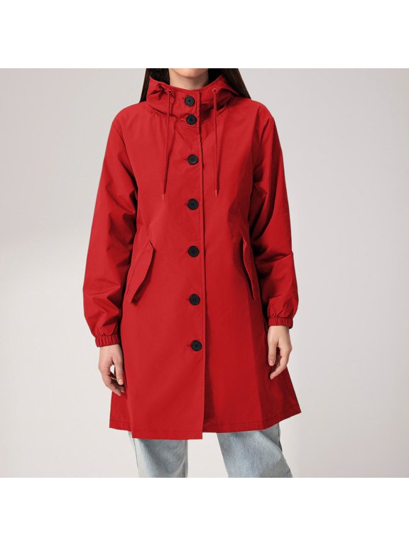 Womens Jackets Long Hooded Coat Plus Size Windbreaker Elegant Ladies Comfortable Loose Trench Coats Womens Rain Coats Ski Jackets Women Cheer Jackets for Women Rain Jacket Fitted Wind Women Hooded