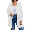 thumbnail image 1 of Womens Jackets Solid Faux Long Sleeve Hoddede Pockets Fleece Casual Trendy Outerwear Fall Outfits Casual Comfy Y2K Tops Winter Clothes 2025 White S-2XL, 1 of 7