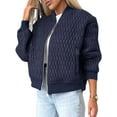 thumbnail image 1 of Womens Jackets Spring Fashion Cute Jacquard Coats Zip Up Jackets Dressy Casual Dark Blue S, 1 of 9