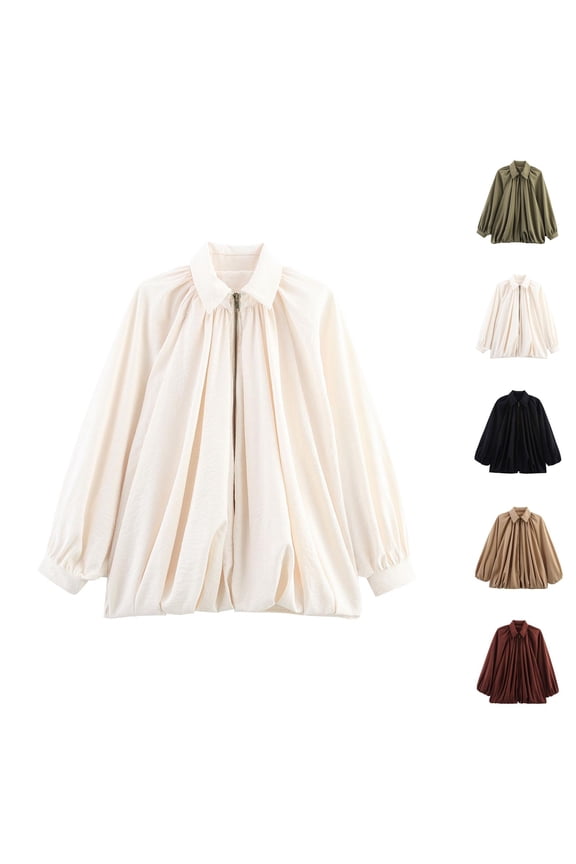 Womens Jackets Winter Jackets for Women Women's Casual Jacket Long Sleeve Puffy Coat With Lapel Collar