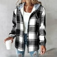 thumbnail image 1 of Womens Jackets Winter Plaid Sherpa Lined Fluffy Coat Puffy Classic Loose Button Down Outerwear Black 3XL, 1 of 4