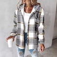 thumbnail image 1 of Womens Jackets Winter Plaid Sherpa Lined Fluffy Coat Puffy Classic Loose Button Down Outerwear Light Gray XL, 1 of 4