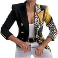 Womens Jackets Women Buttons Long Sleeve Print Pockets Office Coat