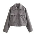 thumbnail image 1 of Womens Jackets Women's Outerwear Womens Casual Jackets Zip Up Jacket Solid Pocket Coat Stand Short Sports Zipper Outwear, 1 of 4