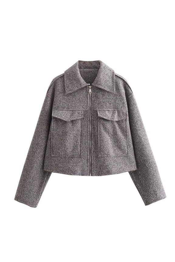 Womens Jackets Women's Outerwear Womens Casual Jackets Zip Up Jacket Solid Pocket Coat Stand Short Sports Zipper Outwear