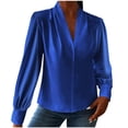 thumbnail image 1 of Women's Soft Satin Silk Tops Long Sleeve Work Shirt Top Solid Classic Sweatshirt Comfort Casual Thermal Blouses Casual Tops Comfy Fall Fashion Outfits Winter Clothes 2025, 1 of 7