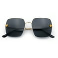 thumbnail image 1 of Womens Jaguar Head Stud Half Rim Metal Rim Oversized Rectangle Sunglasses Gold - Black, 1 of 8