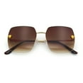 thumbnail image 1 of Womens Jaguar Head Stud Half Rim Metal Rim Oversized Rectangle Sunglasses Gold - Brown, 1 of 8
