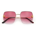 thumbnail image 1 of Womens Jaguar Head Stud Half Rim Metal Rim Oversized Rectangle Sunglasses Gold - Burgundy, 1 of 8