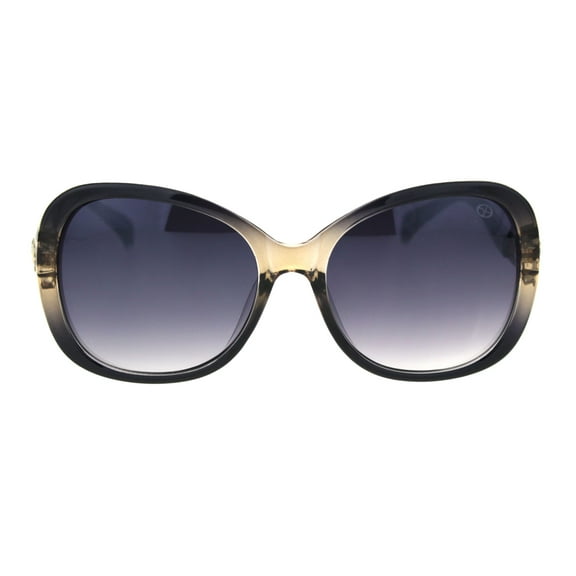 Womens Jaguar Jewel Hinge Diva Plastic Butterfly Sunglasses Black Beige Smoke