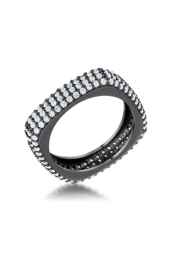 Womens Jana 1.29 CT Cubic Zirconia Hematite Contemporary Square Band Ring - Size 10