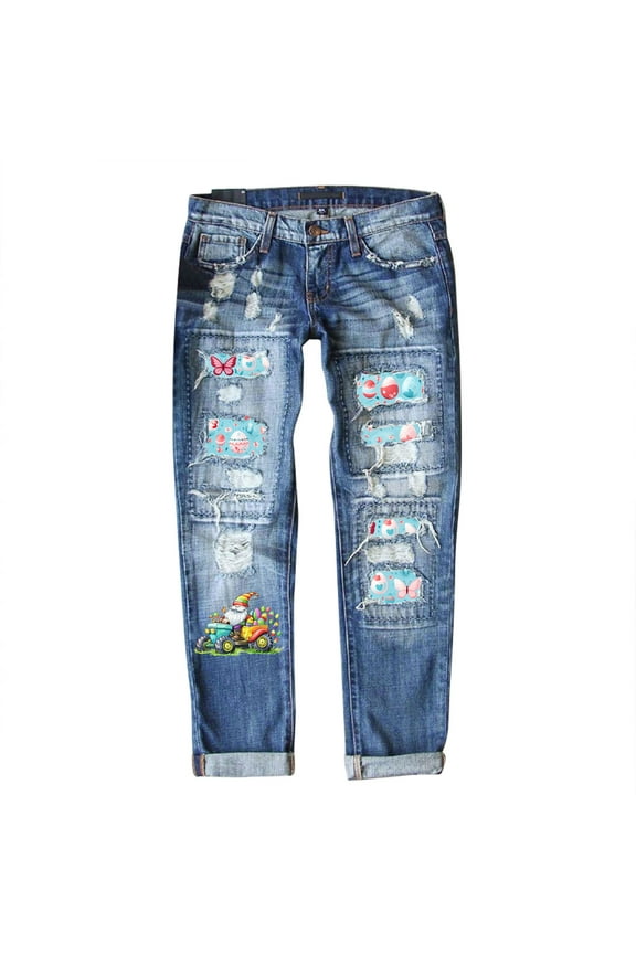 Womens Jean Leopard Denim for Women Oversized Look Capri Jean Leggings for Women Harajuku Womens Jean Shorts Capris for Women Plus Size Terra Sky Sky Blue, L