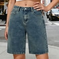 thumbnail image 1 of Womens Jean Shorts High Waisted Summer Stretchy Casual Elastic Waist Denim Shorts with Pockets, 1 of 5