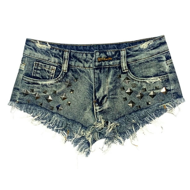 Womens Jean Shorts Low Rise Ultra Short Denim Shorts Ultra Low