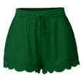 thumbnail image 1 of Womens Jean Shorts,Shorts For Women Casual Elastic Waist Drawstring Yoga Shorts Comfy Stretch Lace Trim Summer Beach Linen Ruffle Shorts,Running Shorts for Women(Size:4XL), 1 of 5