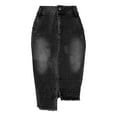 thumbnail image 1 of Womens Jean Skirts Fashionable Solid Color Streetwear Button Asymmetrical hem Spring Summer Midi Skirts Gray S-3XL, 1 of 4