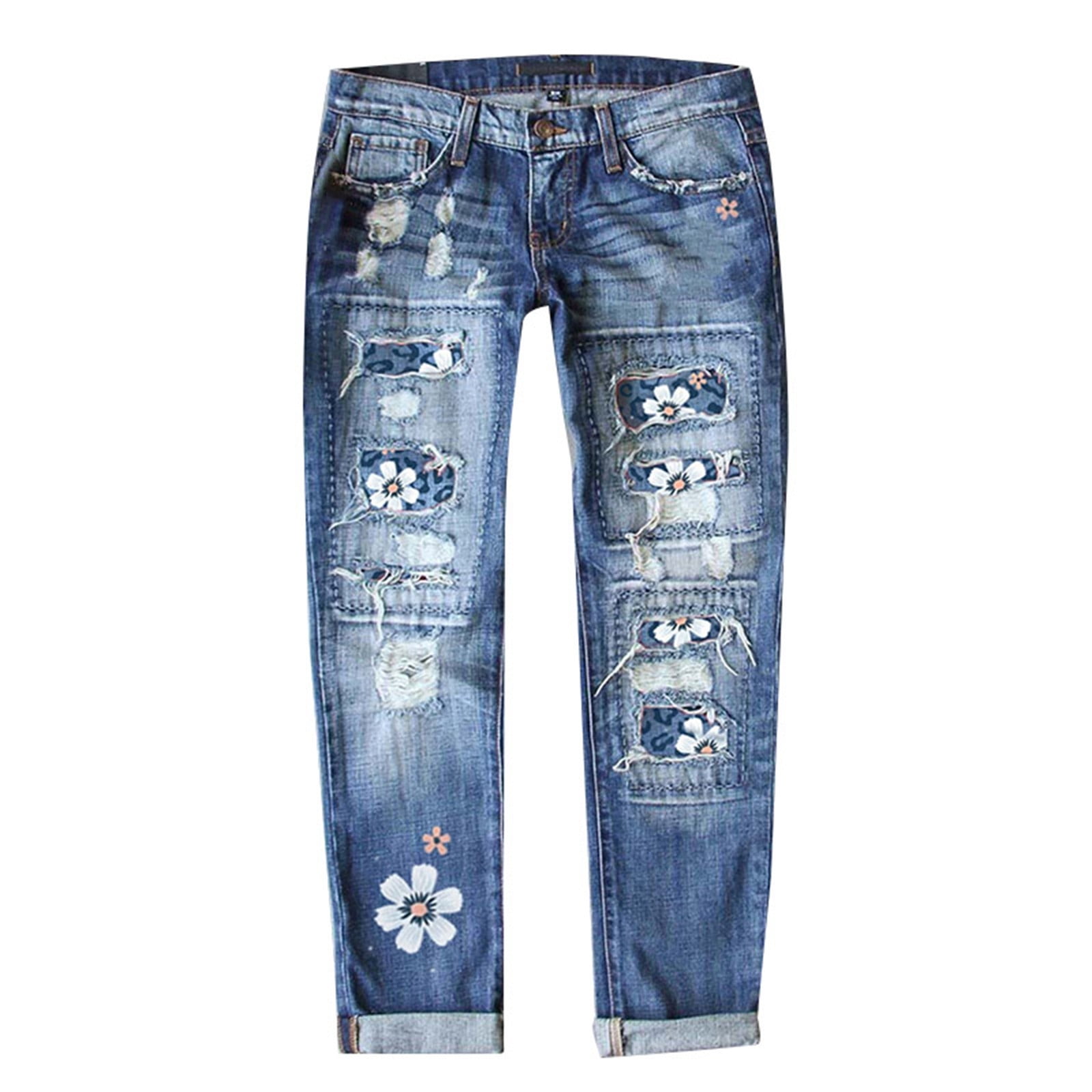 Womens Jean Tie-Dye Denim for Women Rompers Straight Cut Capri Jeans ...