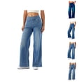 thumbnail image 1 of Womens Jeans 2026 Fashion Straight Leg Wide Leg Loose Fit Stretchy High Waisted Denim Pants with Pockets, 1 of 8