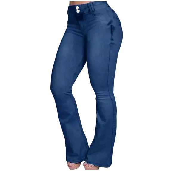 Womens Jeans Casual High Waist Pockets Classic Denim Daily Loose Trendy Delicate Durable Blue Pants Sizes 3XL
