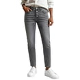 thumbnail image 1 of Womens Jeans High Waisted Stretchy Denim Pants Solid Color 4 Button Fastening Gradient Color Straight Leg Denim Pants with Pocket Winter Thick Long Trousers Jeans, 1 of 6