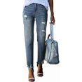 thumbnail image 1 of Womens Jeans High Waisted Stretchy Ripped Distressed Tummy Control Straight Ankle Jean for Women Trendy, 1 of 11