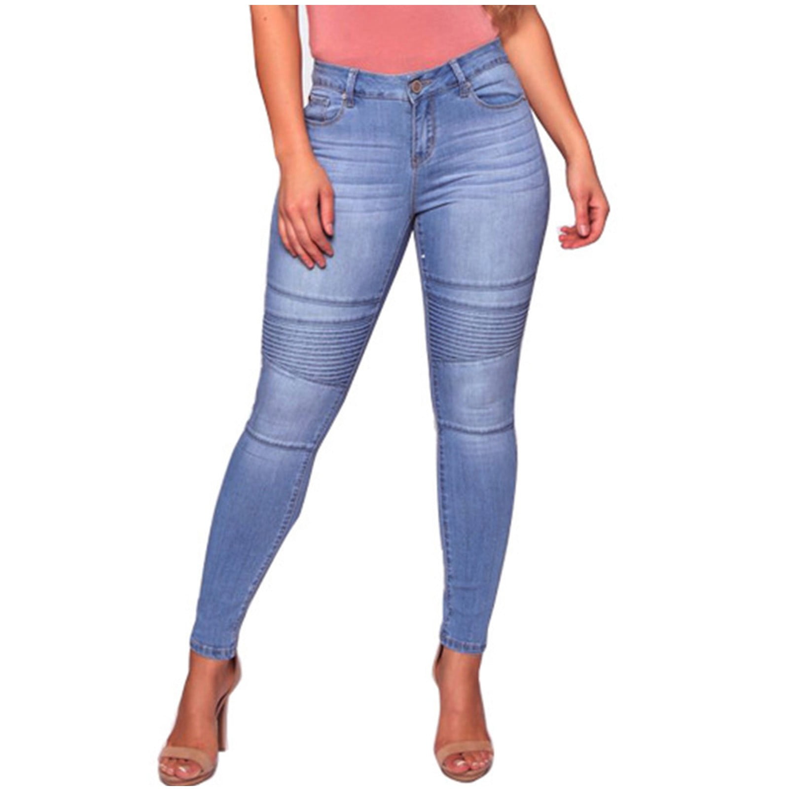 Womens Jeans High Waisted Twill Skinny Pencil Jeans Pants Slim Fit Stretch Denim Leggings Zipper Button Jeans Trouser